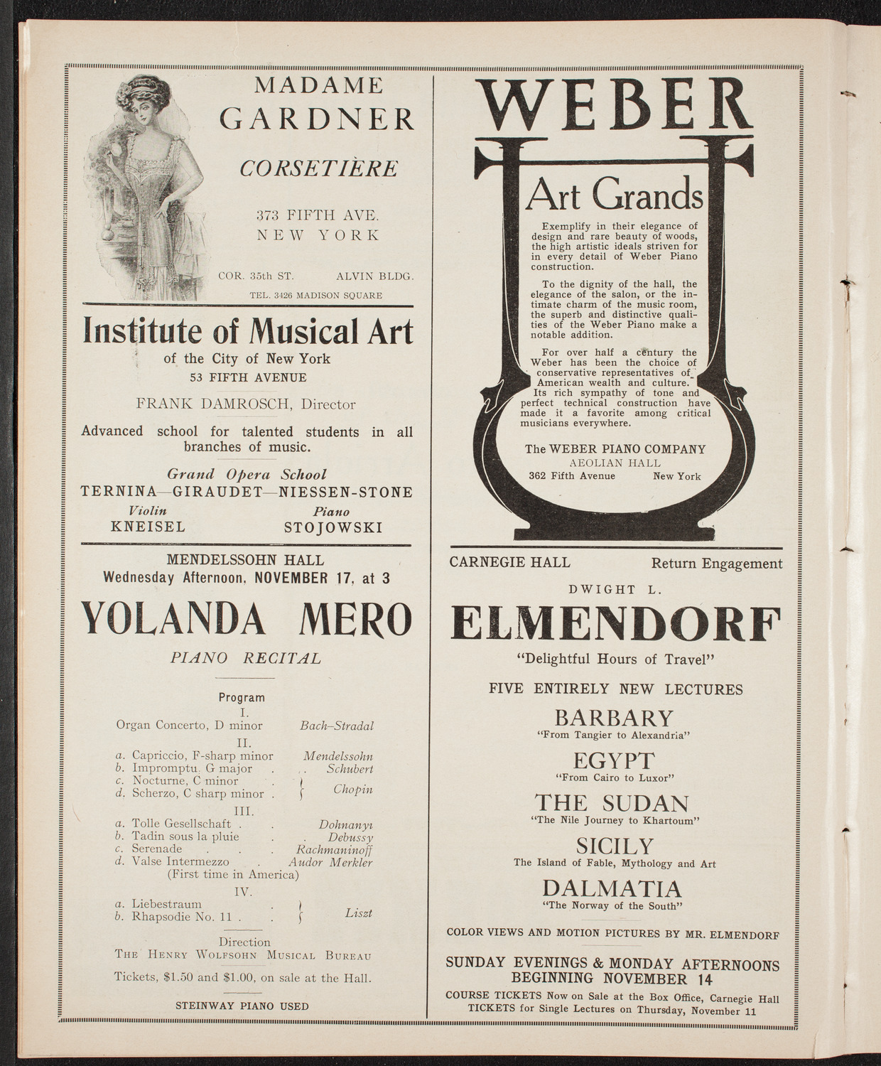 Pepito Arriola, Piano, November 12, 1909, program page 6