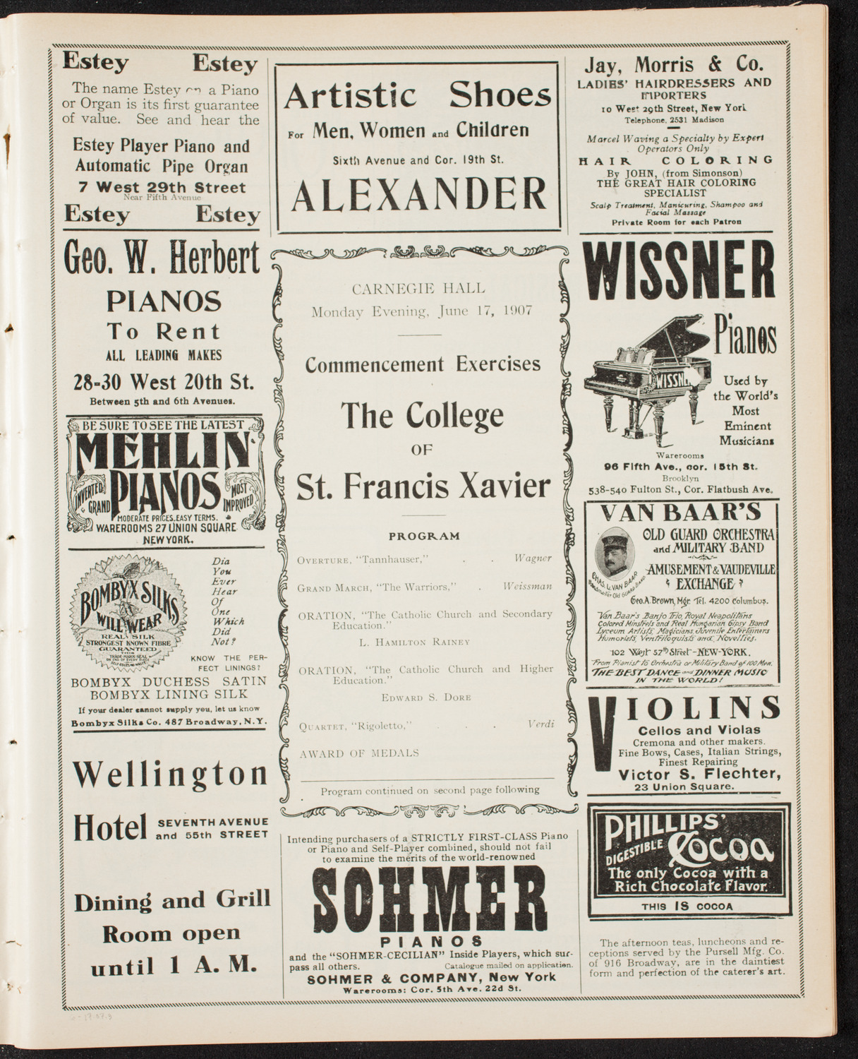 Graduation: College of St. Francis Xavier, June 17, 1907, program page 5