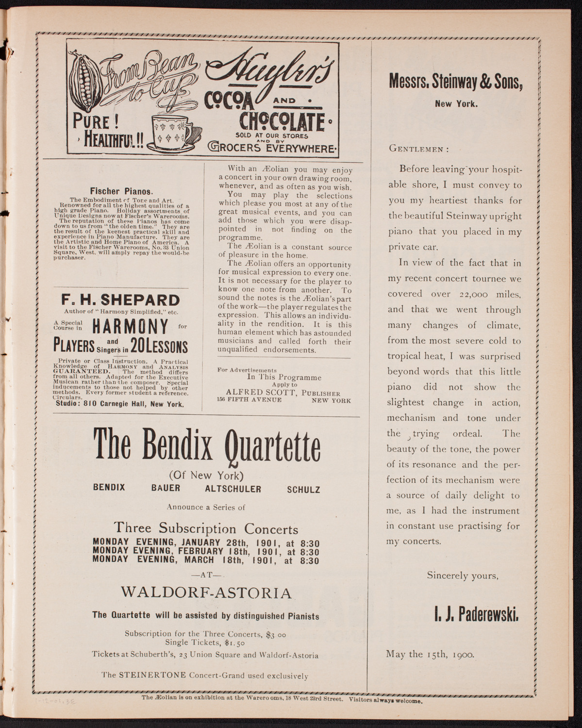 New York Philharmonic, January 12, 1901, program page 5