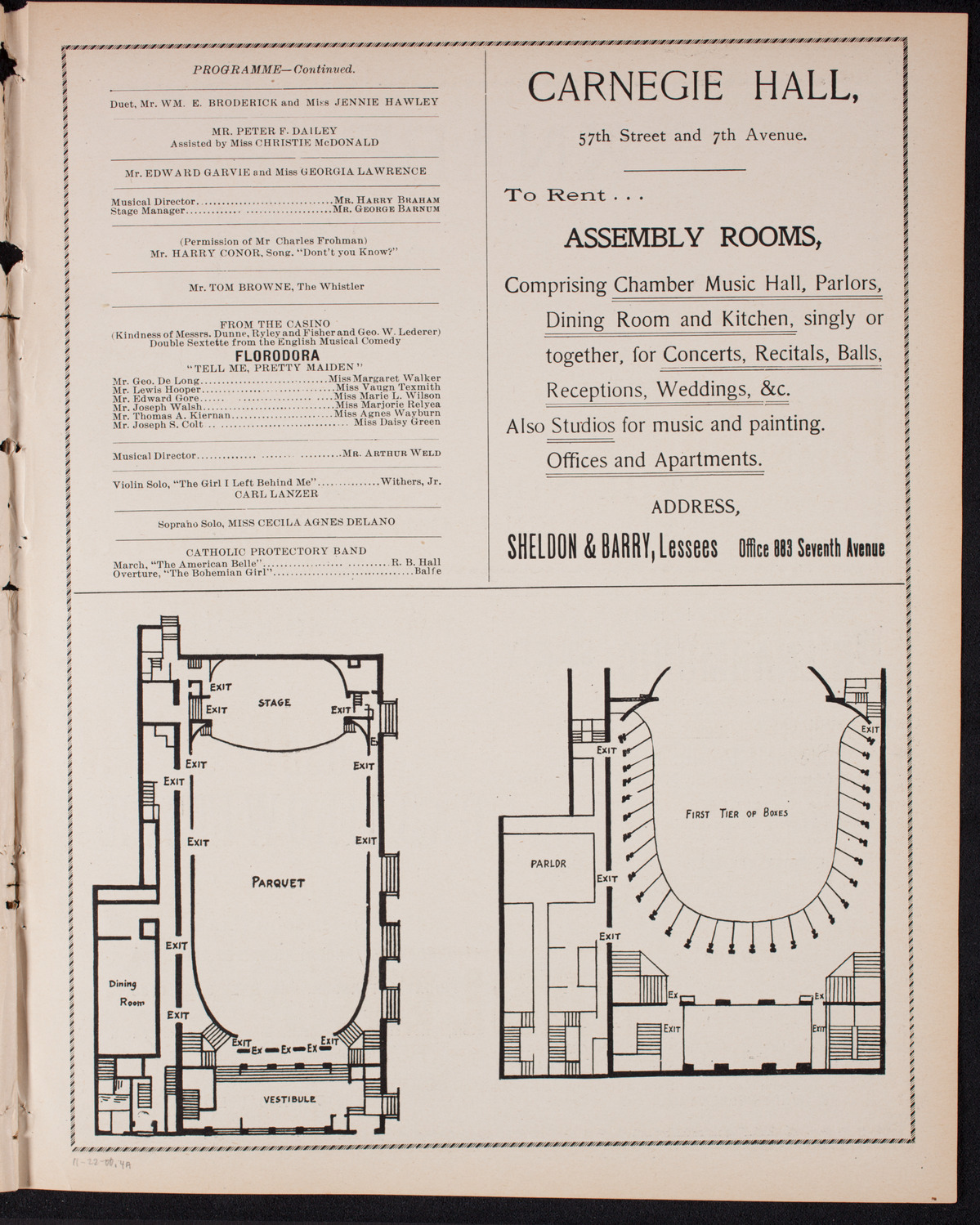 Benefit: Roman Catholic Orphan Asylums, November 22, 1900, program page 7