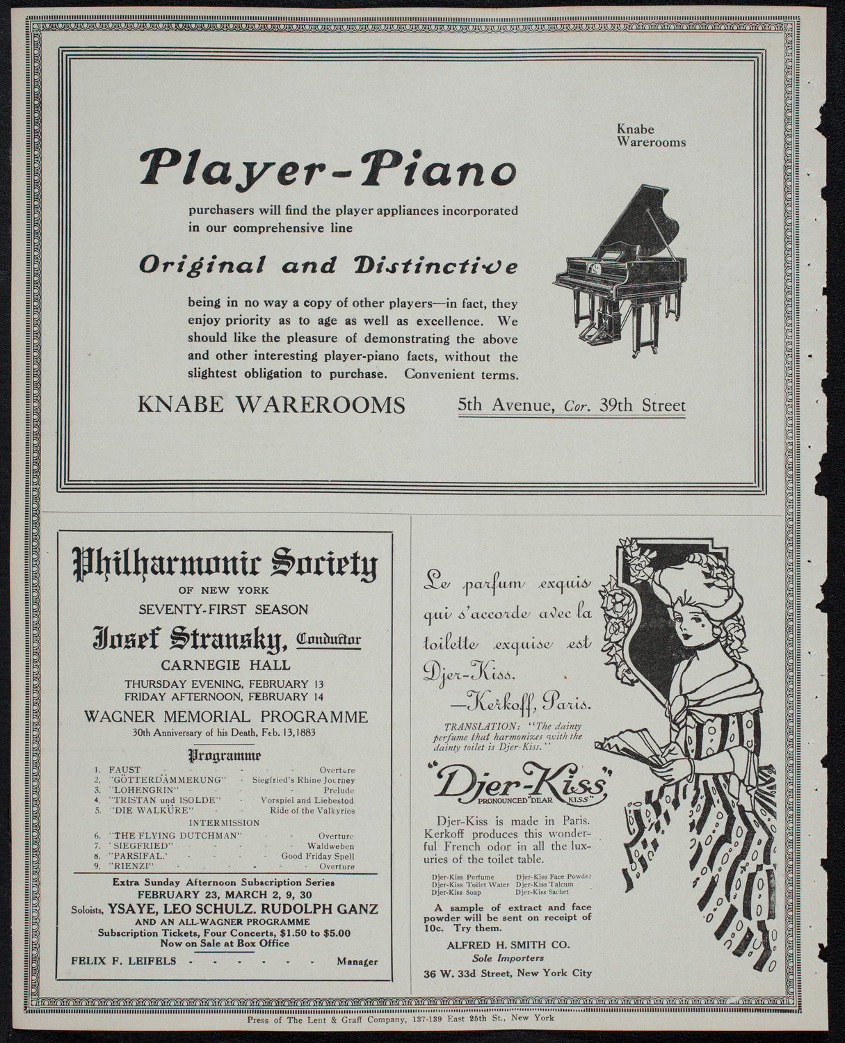 Frances Alda, Soprano, and Eugène Ysaÿe, Violin, February 11, 1913, program page 12
