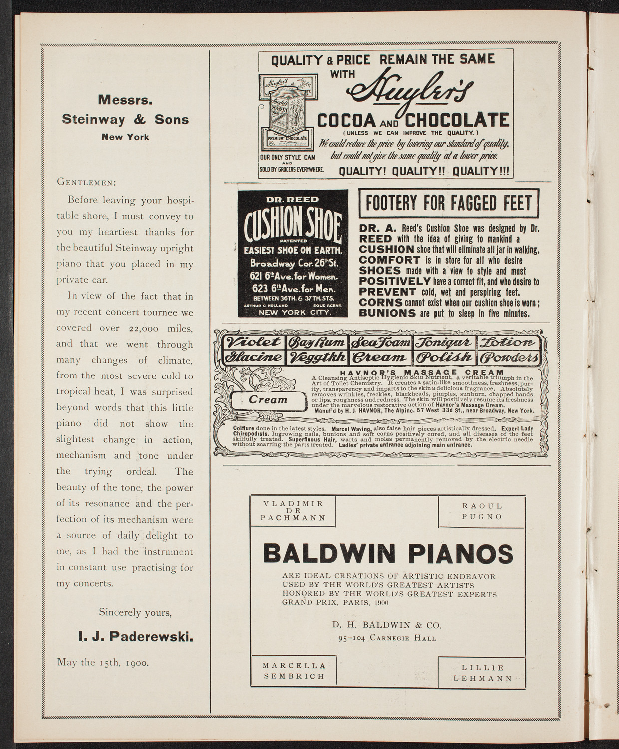 Johanna Gadski, Soprano, November 10, 1904, program page 4