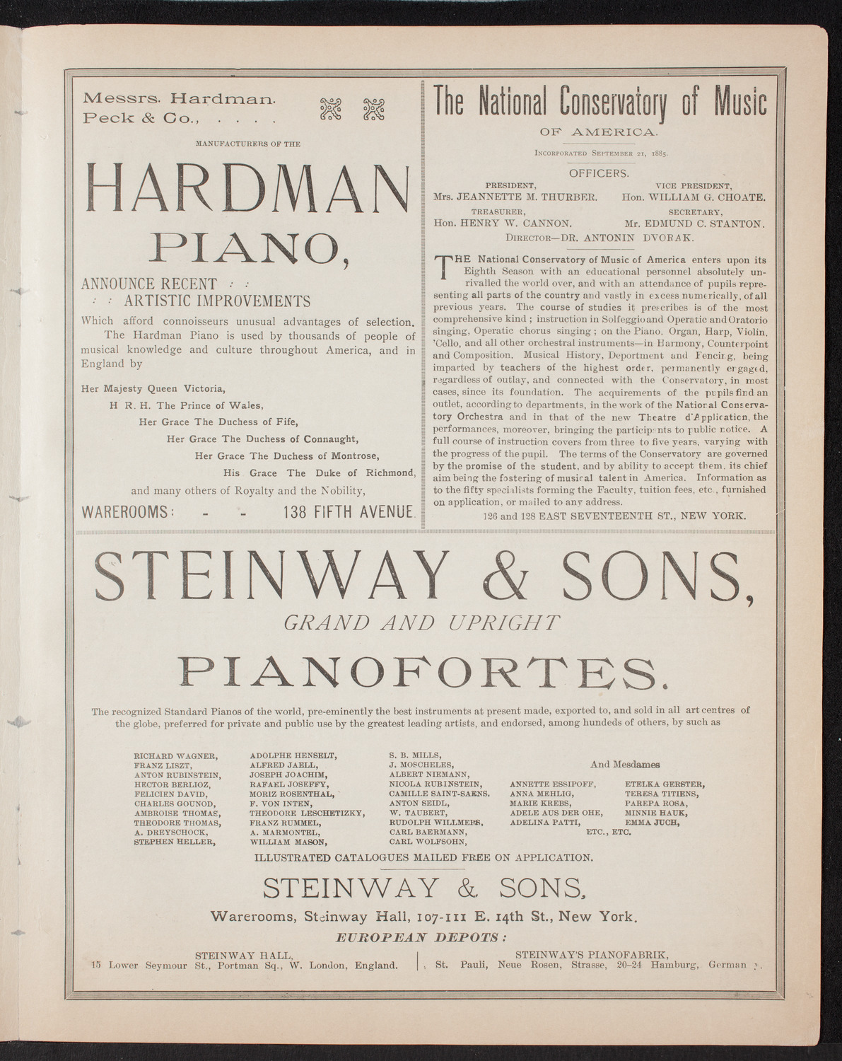 Oratorio Society of New York, November 25, 1892, program page 5