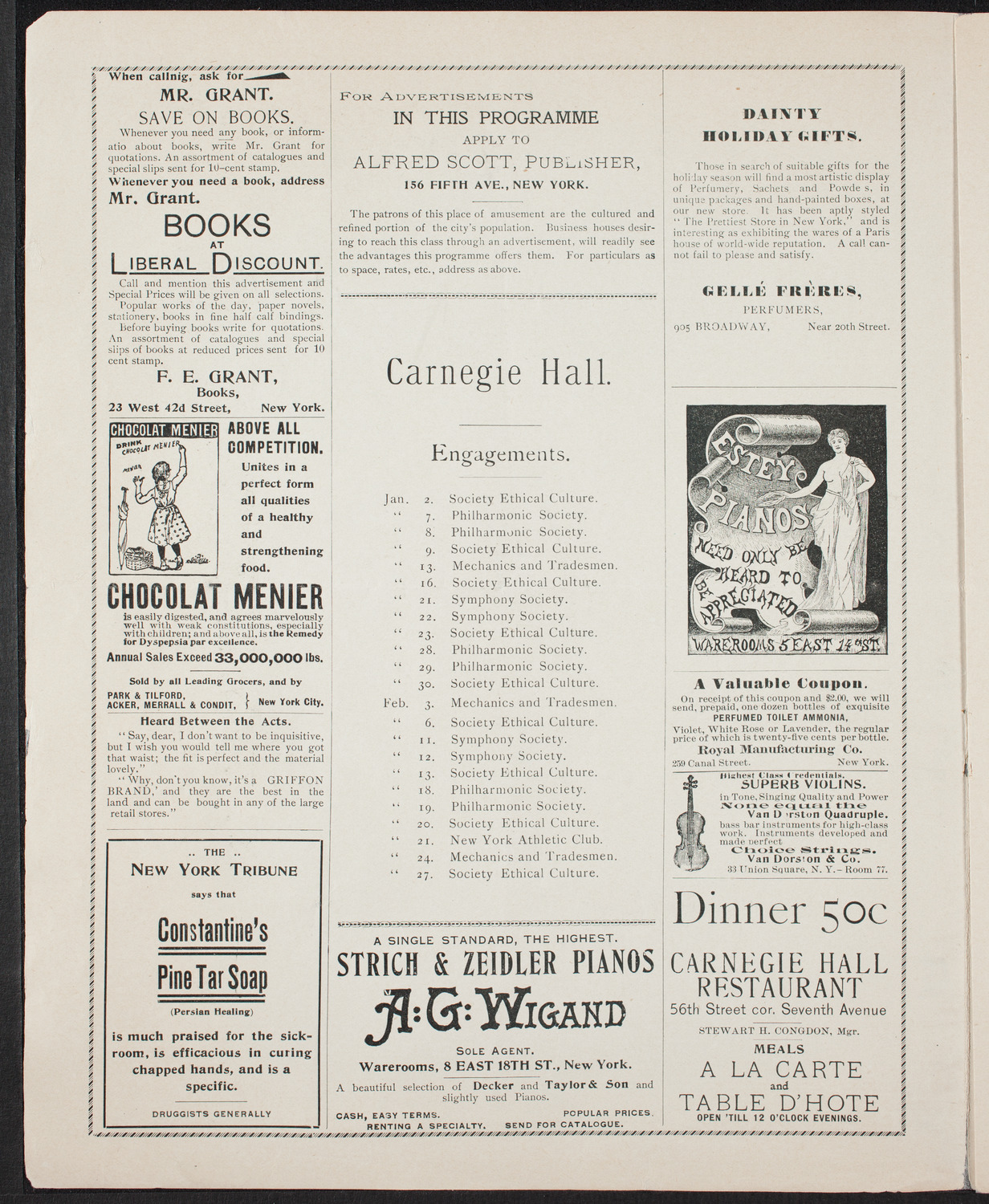 Oratorio Society of New York, December 30, 1897, program page 2