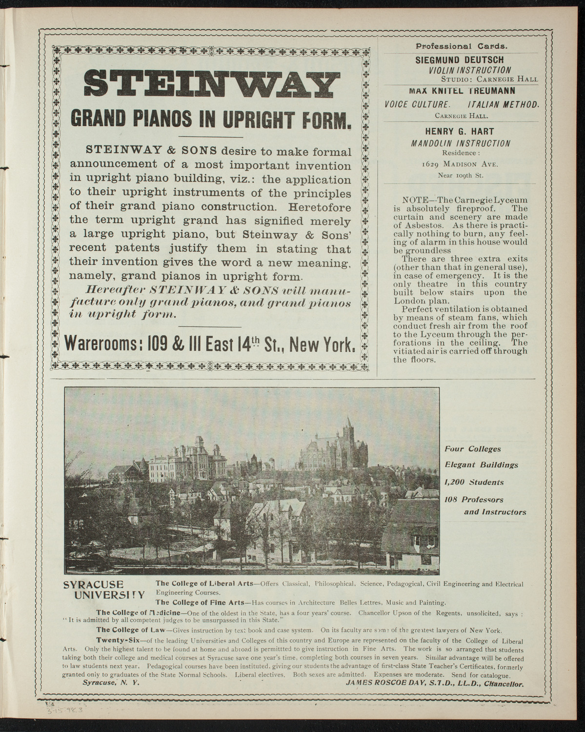 Virgil Piano School Student Recital, March 15, 1898, program page 5
