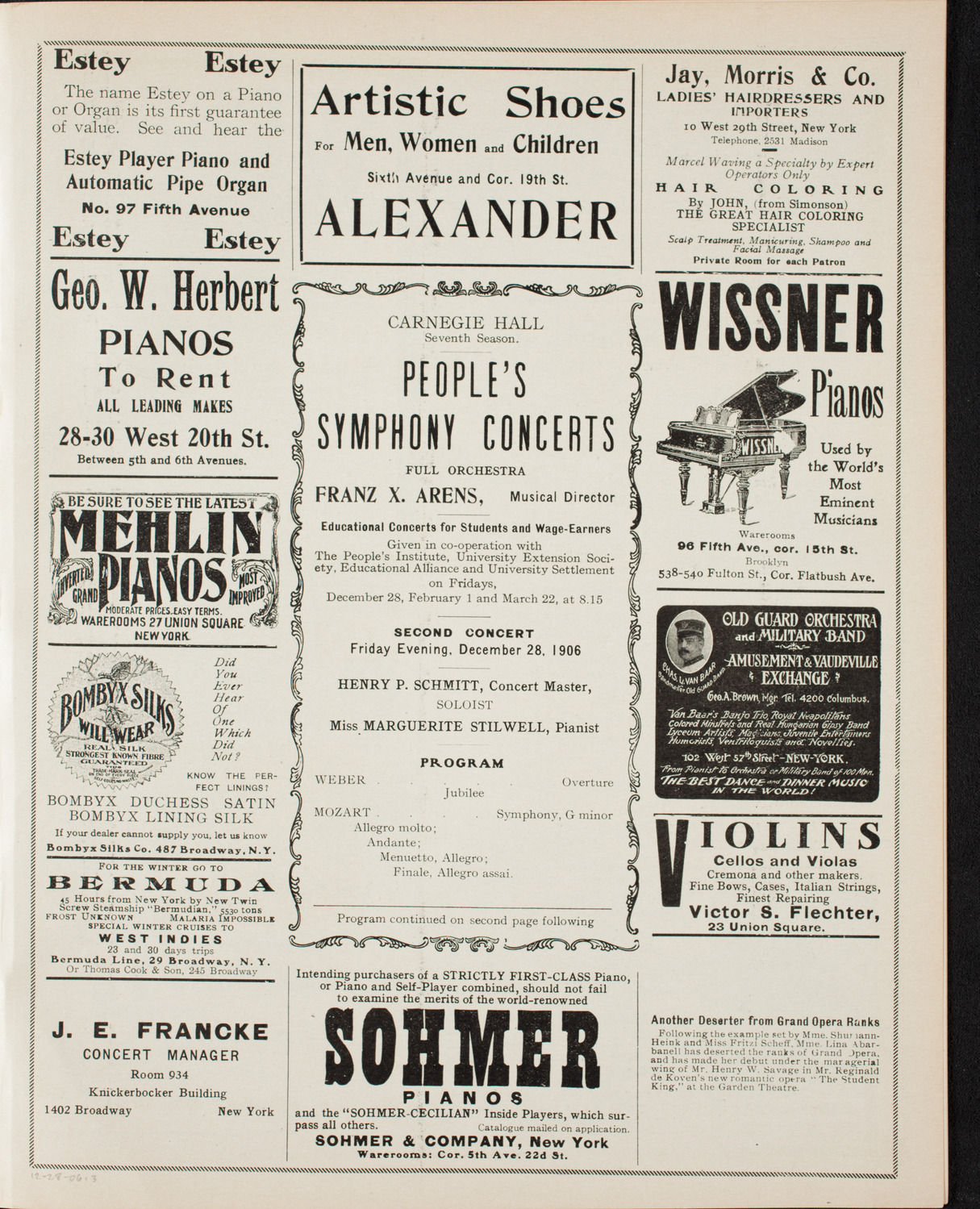 People's Symphony Concert, December 28, 1906, program page 5