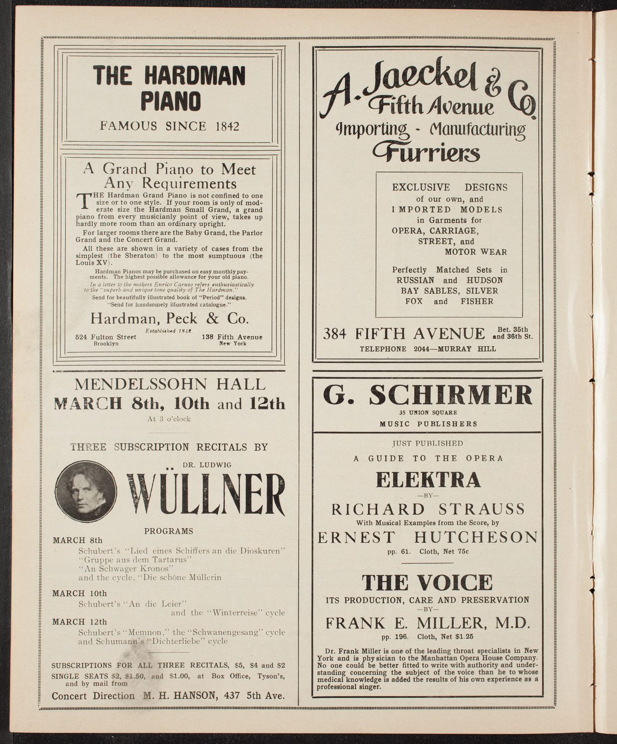 Ludwig Wüllner, Baritone, February 22, 1910, program page 8