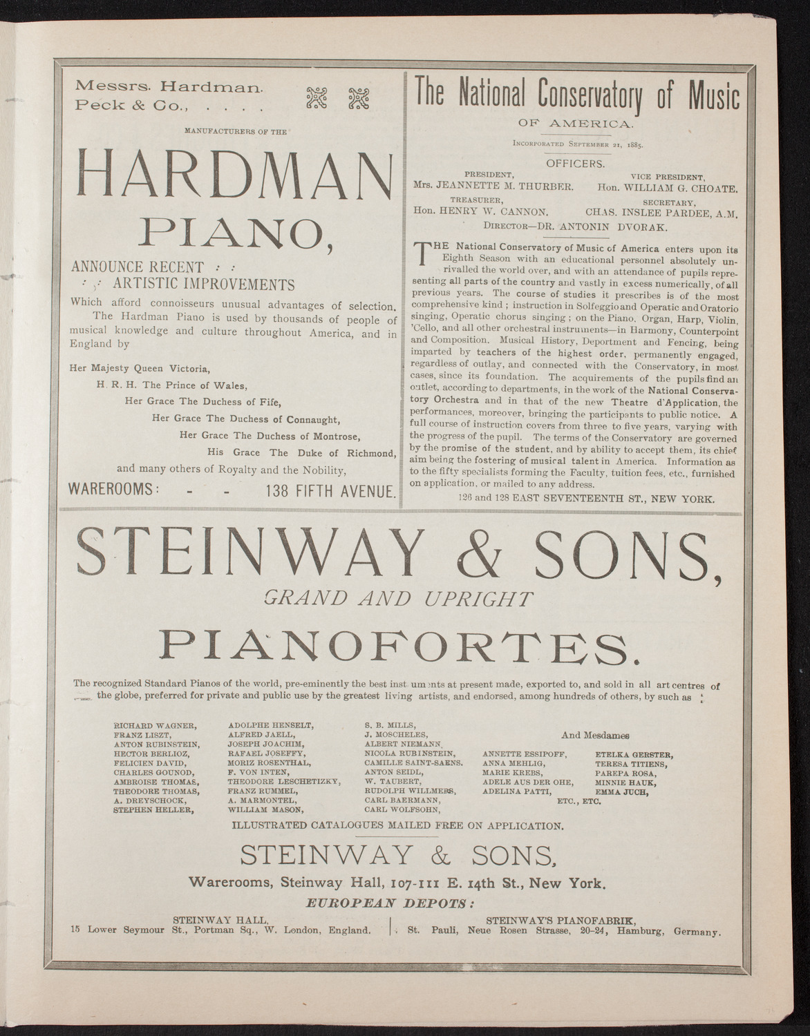 Damrosch Sunday Concert, April 9, 1893, program page 5