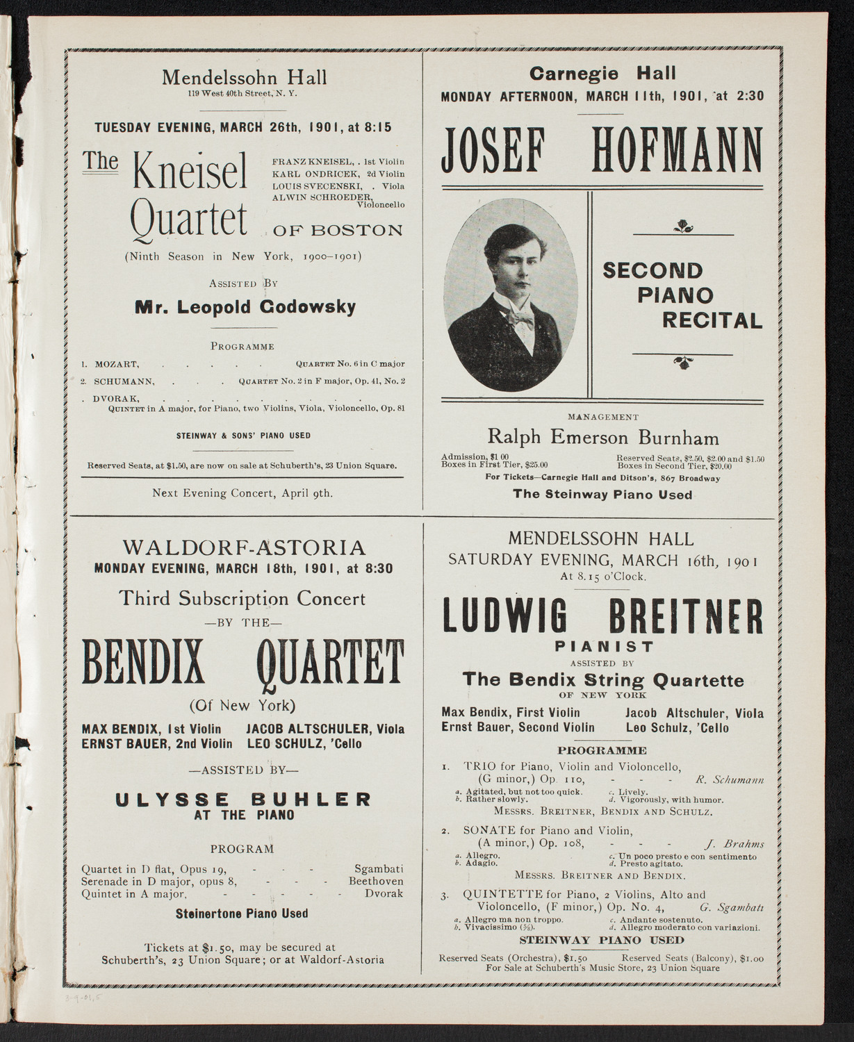 New York Philharmonic, March 9, 1901, program page 9