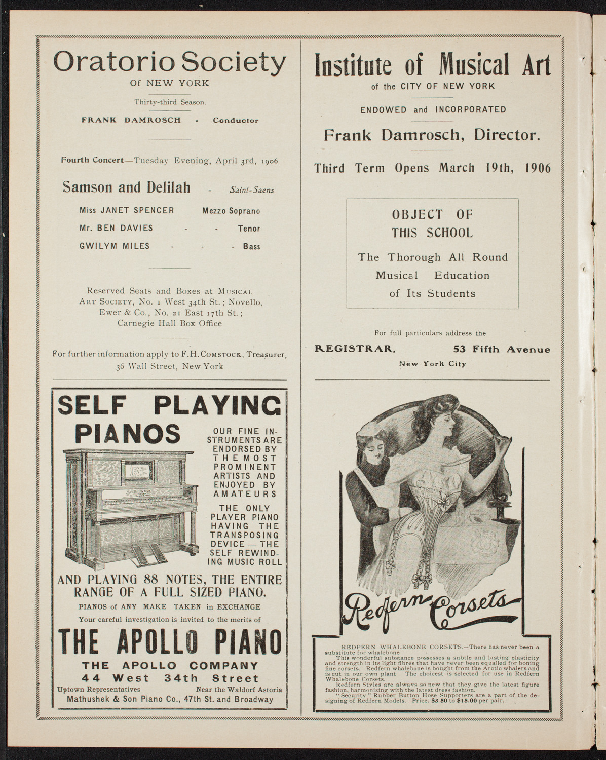 New York Philharmonic, March 23, 1906, program page 2