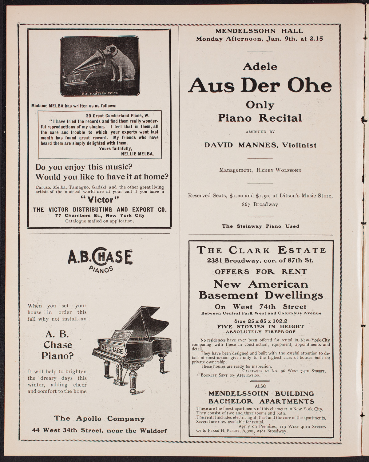 Vladimir de Pachmann, Piano, January 1, 1905, program page 2