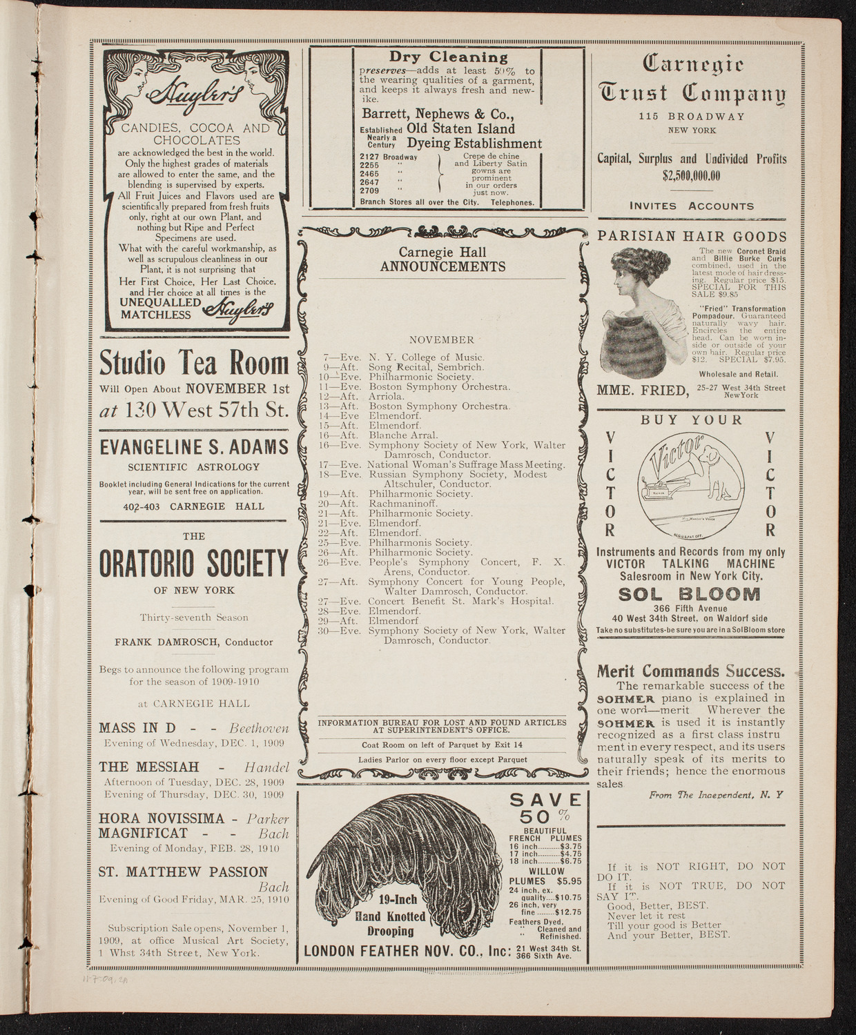 New York Symphony Orchestra, November 7, 1909, program page 3
