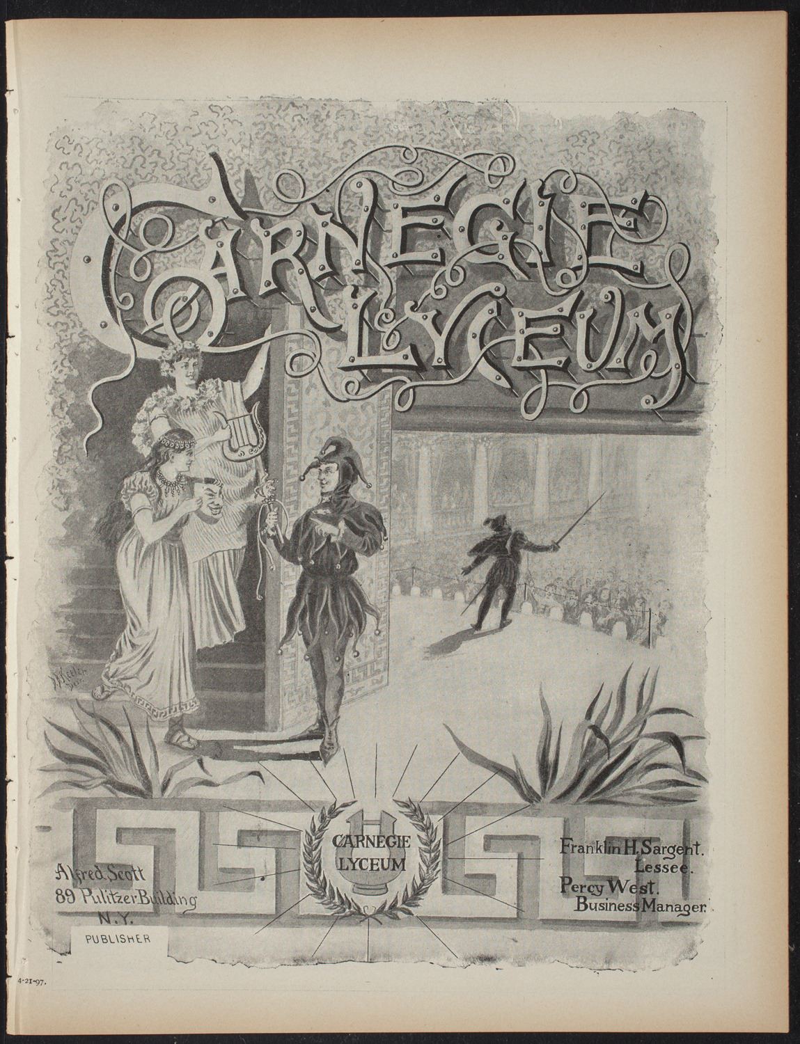 Amateur Comedy Club, April 21, 1897, program page 1