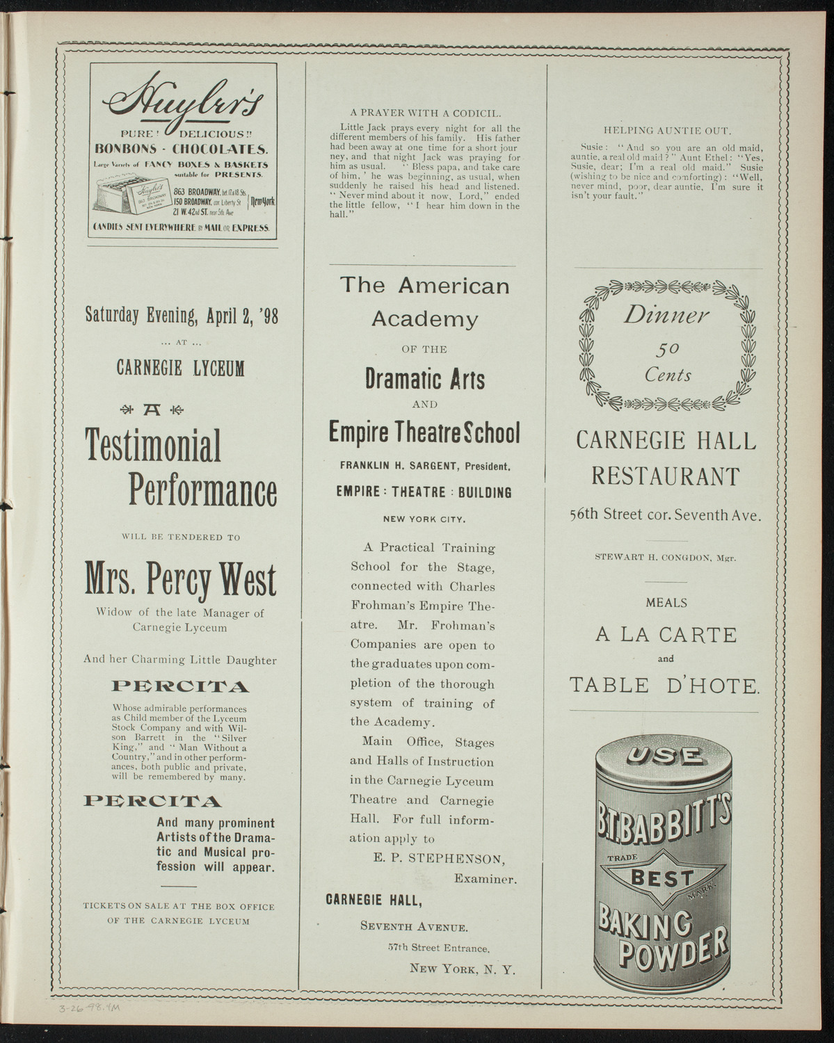 Comparative Literature Society Saturday Morning Conference, March 26, 1898, program page 7