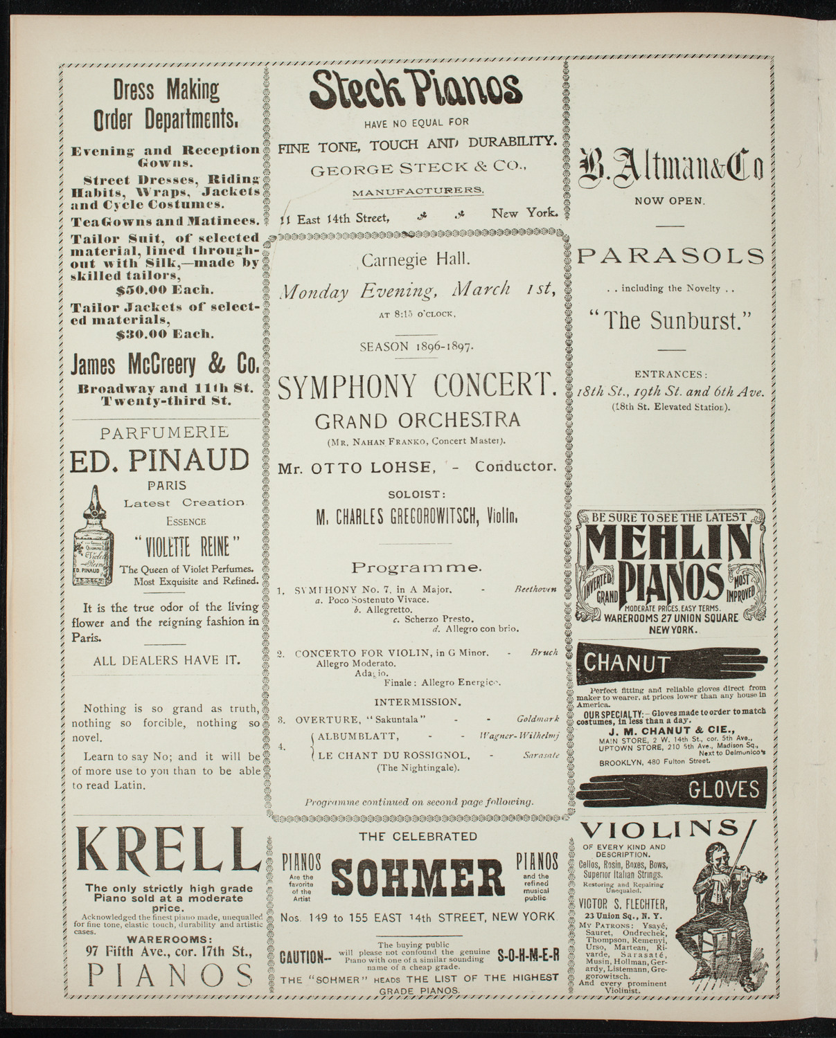 Symphony Concert, March 1, 1897, program page 4