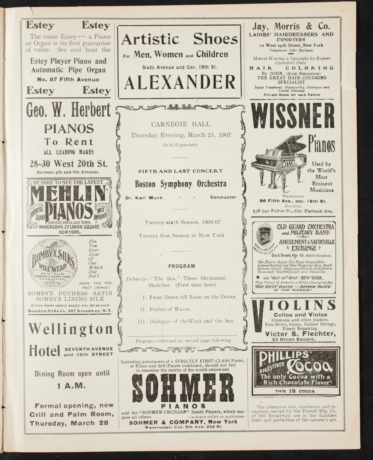 Boston Symphony Orchestra, March 21, 1907, program page 5