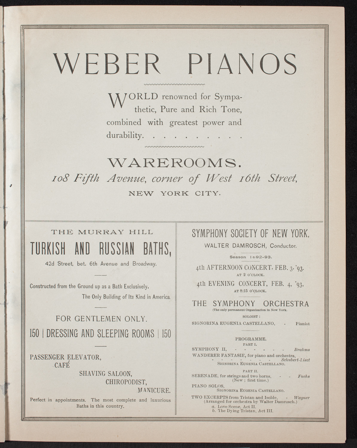 New York Philharmonic, January 14, 1893, program page 7