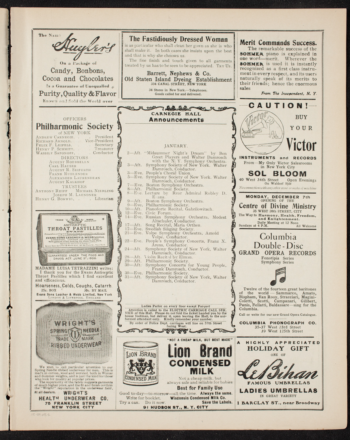 Oratorio Society of New York, December 29, 1908, program page 3