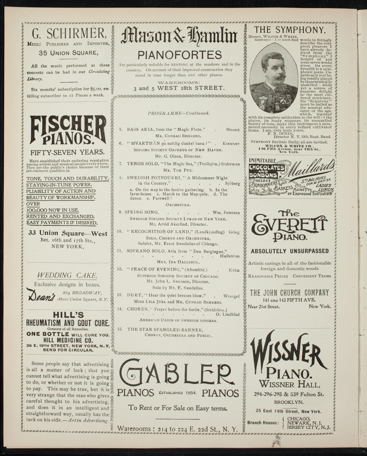 American Union of Swedish Singers, June 1, 1897, program page 6