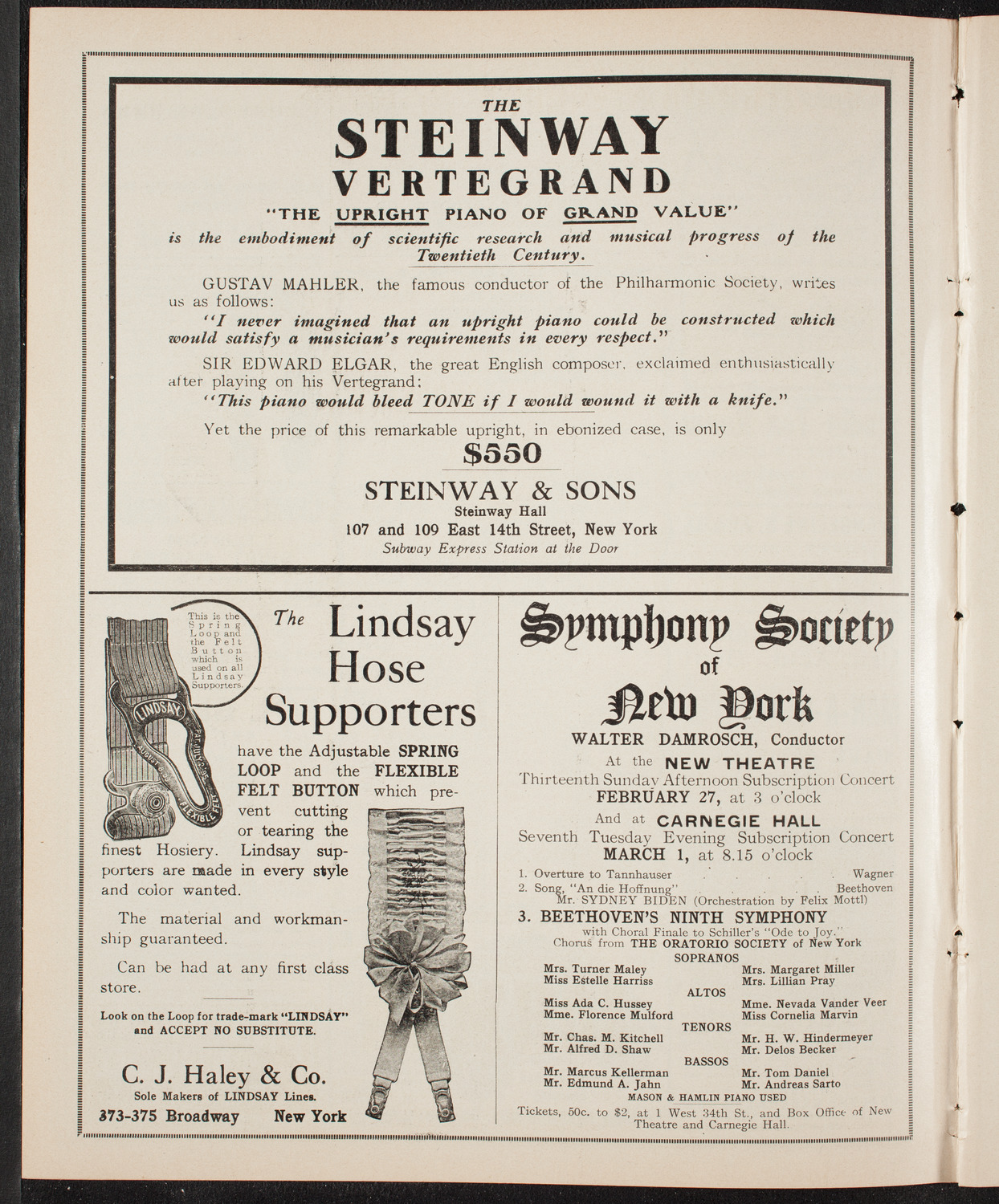 People's Symphony Concert, February 25, 1910, program page 4