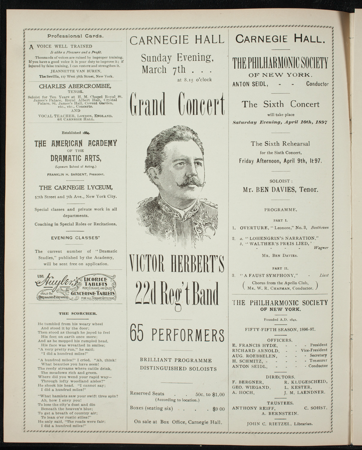 New York Philharmonic, March 6, 1897, program page 2