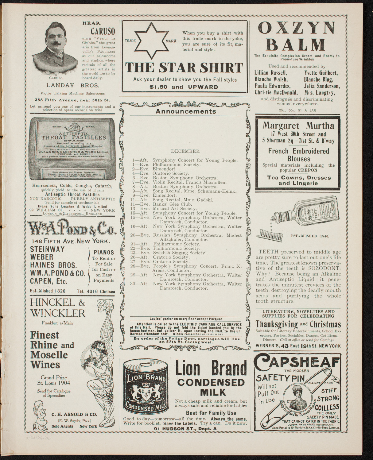 Benefit: St. Mark's Hospital, November 30, 1906, program page 3