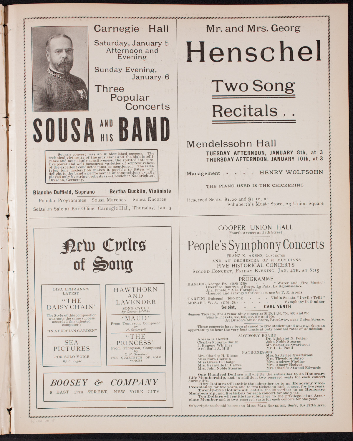 Musical Art Society of New York, December 20, 1900, program page 9