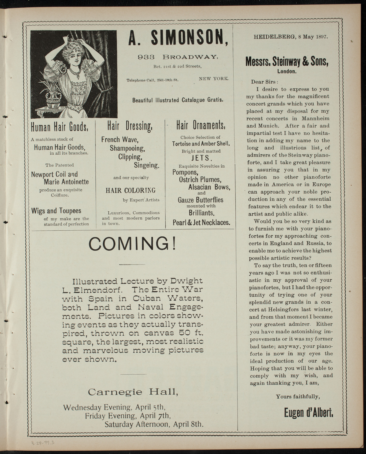 Minstrel Show by Students of The Berkeley School, March 24, 1899, program page 5