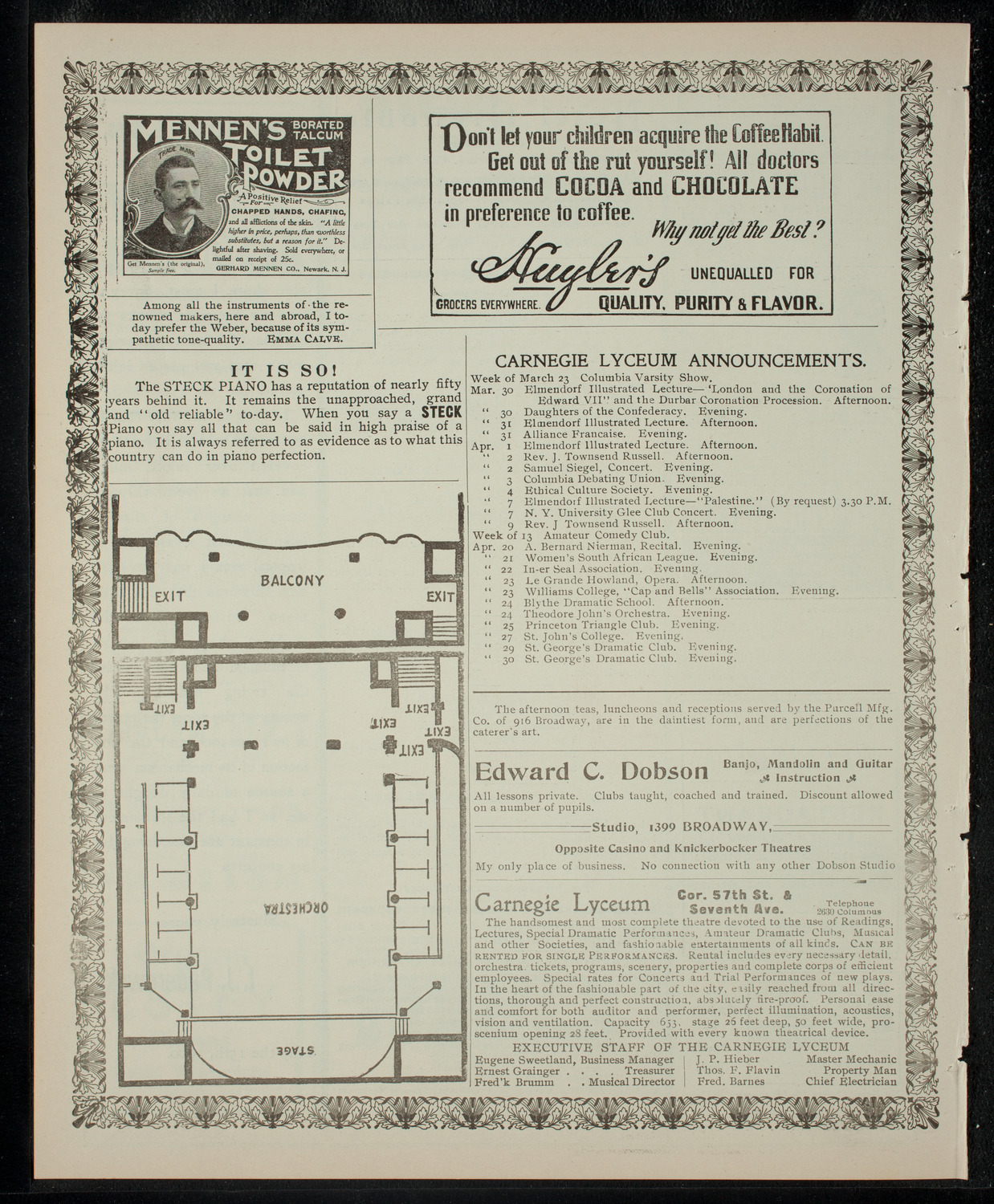 Columbia Varsity Show 1903, March 28, 1903, program page 4