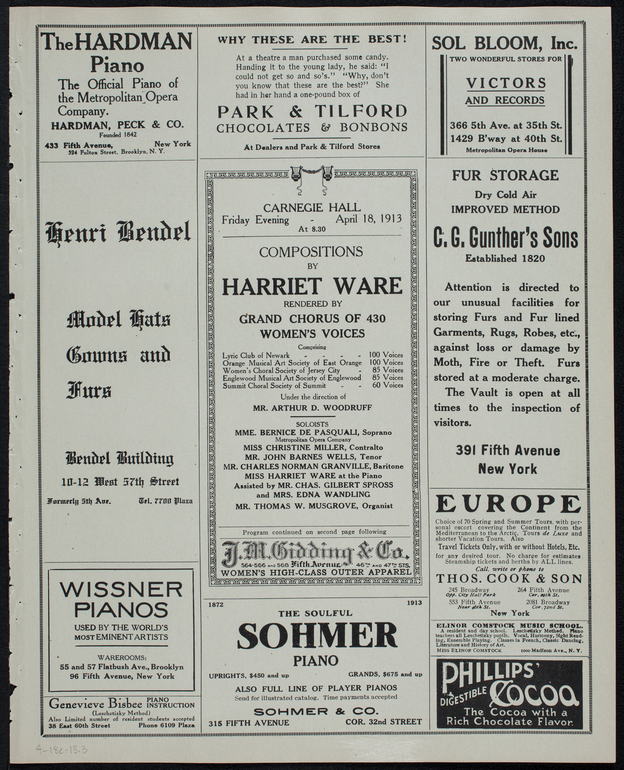 Compositions by Harriet Ware, April 18, 1913, program page 5