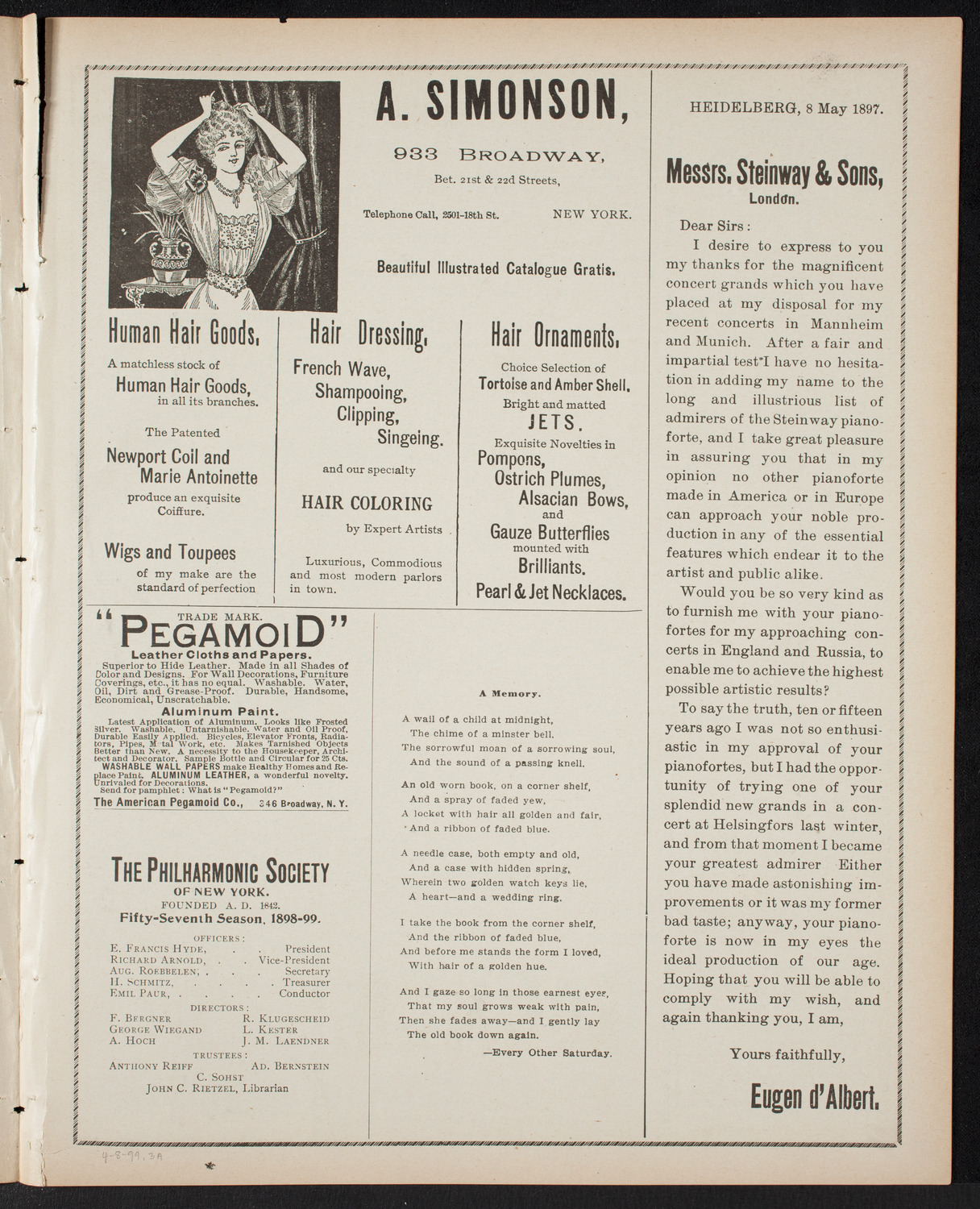 Elmendorf Lecture: The Entire War with Spain in Cuba, April 8, 1899, program page 5