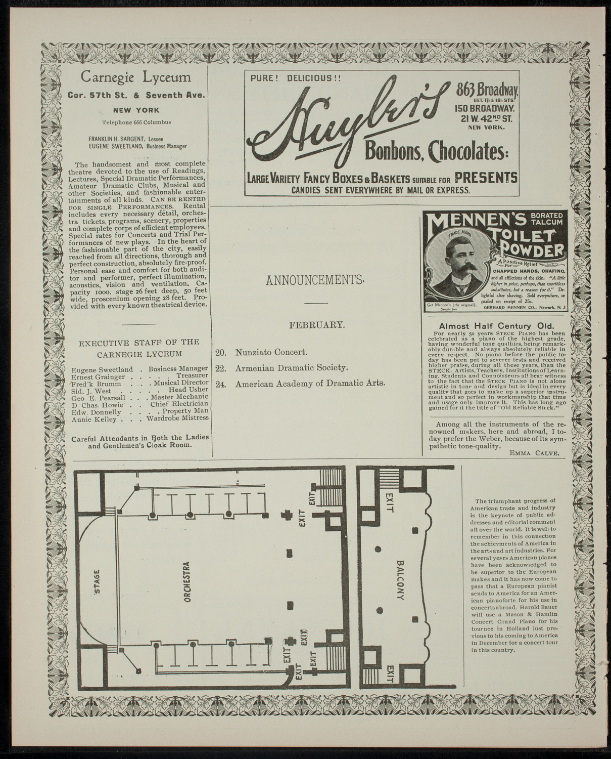 Academy Stock Company of the American Academy of Dramatic Arts and Empire Theatre Dramatic School, February 18, 1902, program page 4