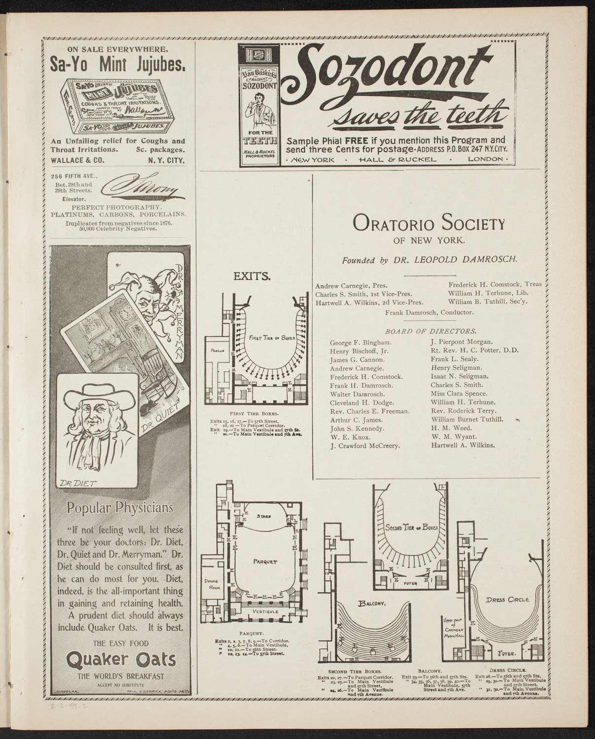 Emil Sauer, Piano, February 2, 1899, program page 3