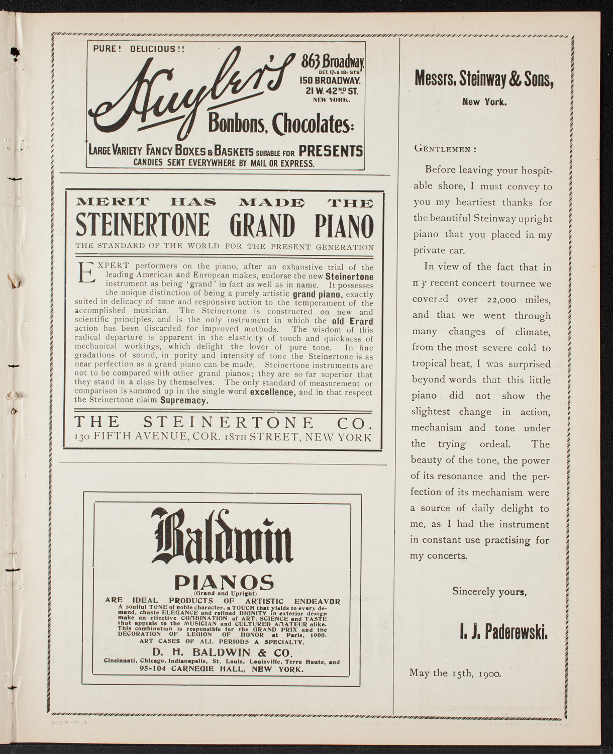 Lilli Lehmann, Soprano, November 26, 1901, program page 7