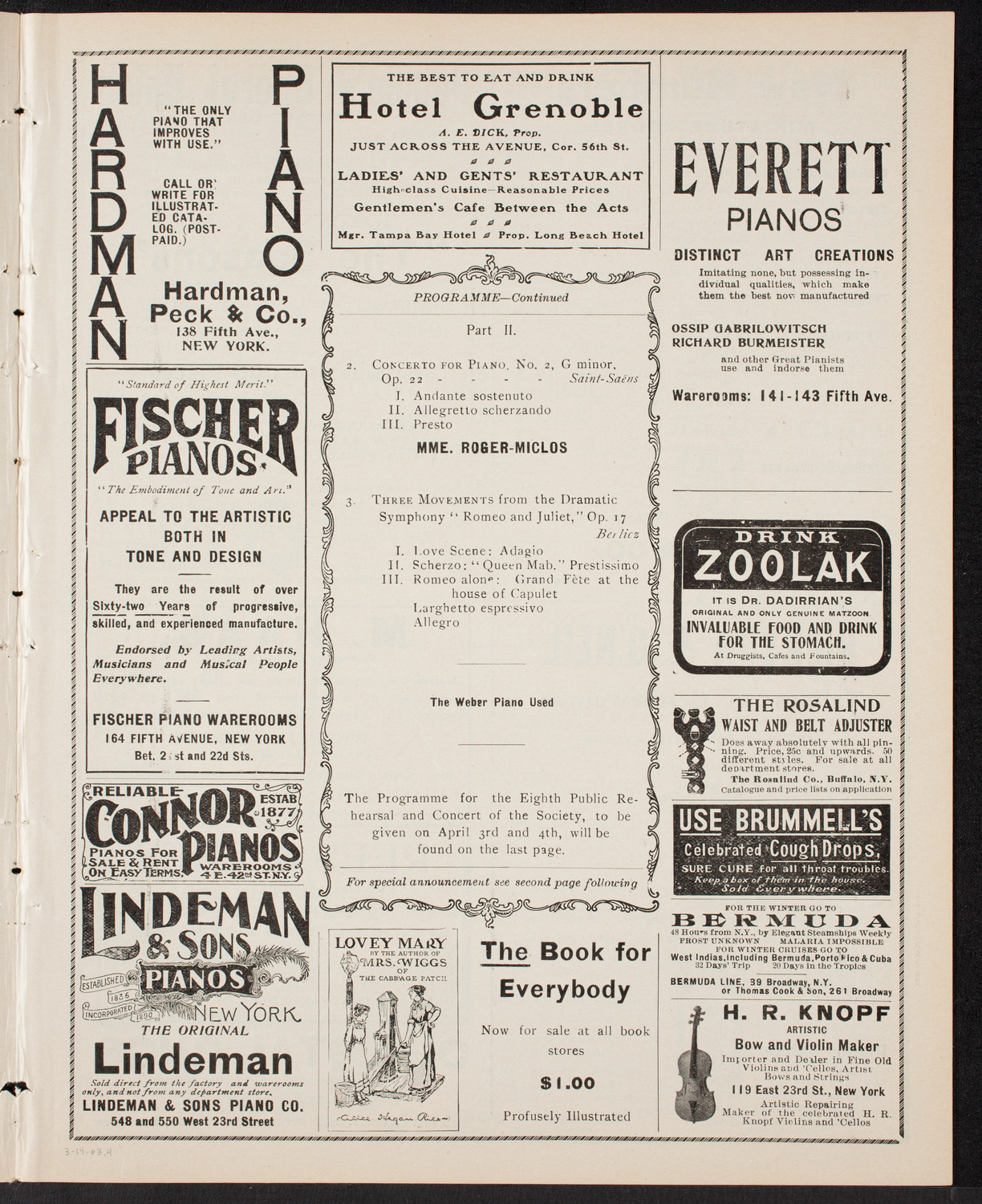 New York Philharmonic, March 14, 1903, program page 7