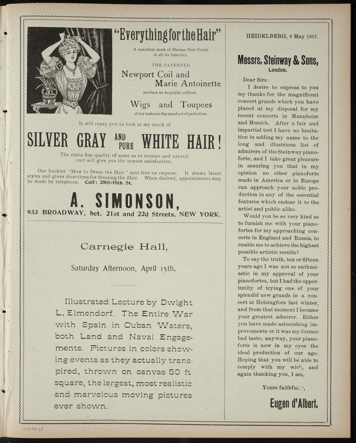 Evening Musicale by St.Christopher's Chapter of Kings Daughters and Sons, April 14, 1899, program page 5