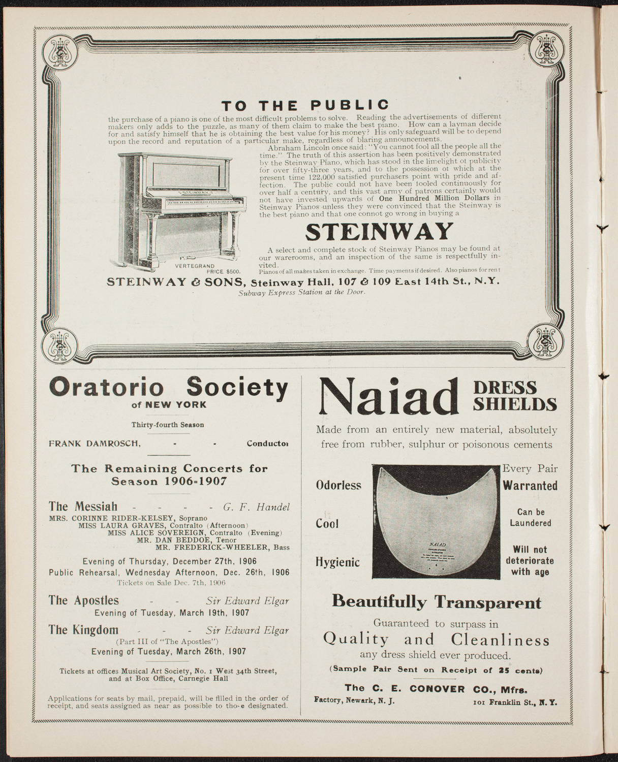 Ernestine Schumann-Heink, Mezzo-Soprano, December 9, 1906, program page 4