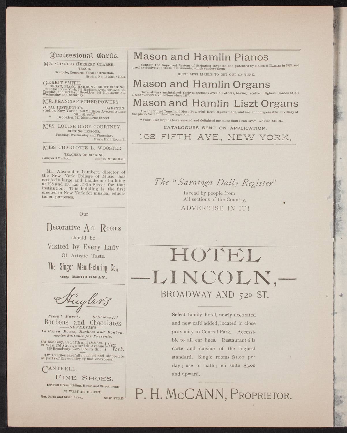 Urania Scientific Theatre, May 7, 1892, program page 6