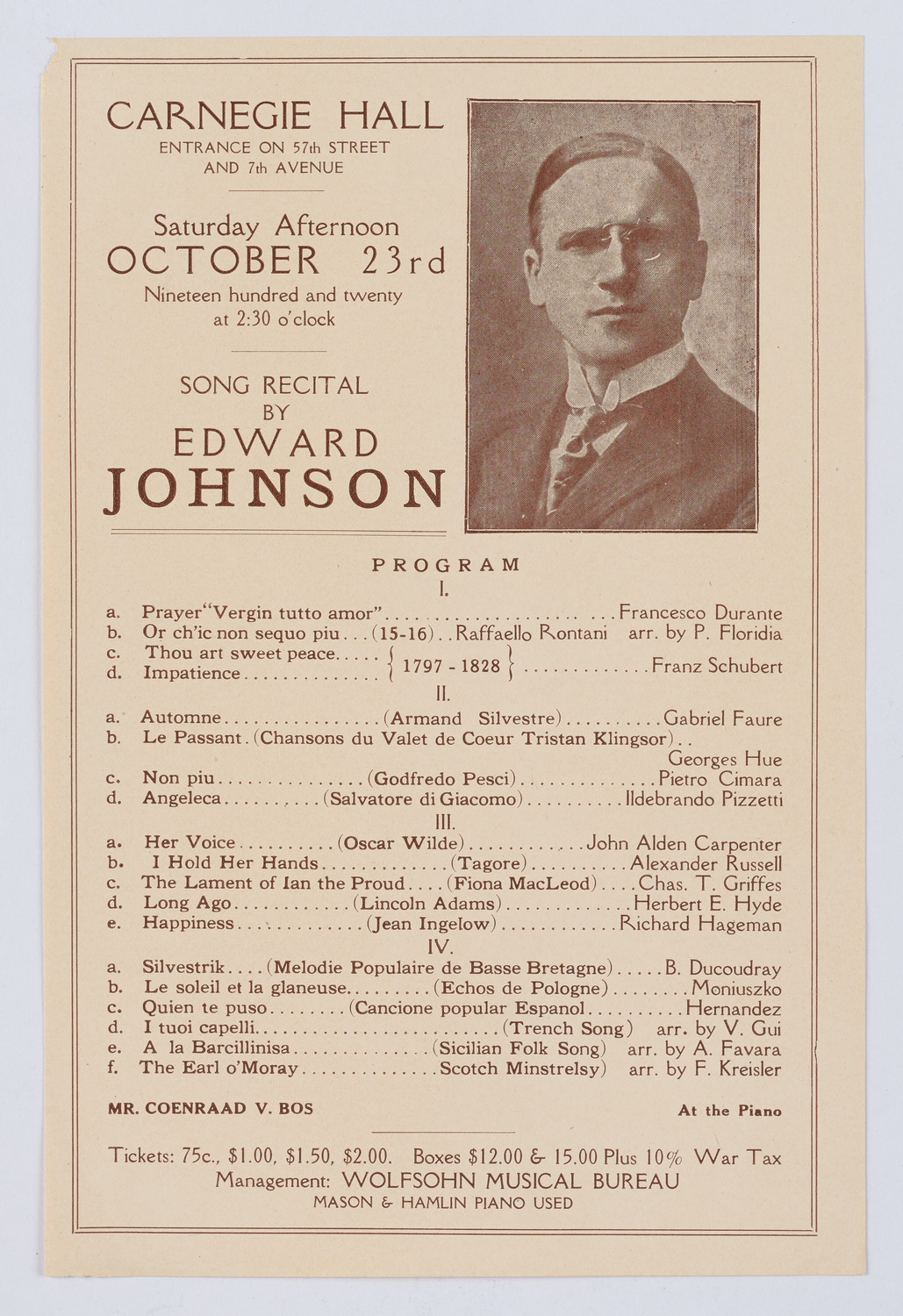 Edward Johnson, October 23, 1920