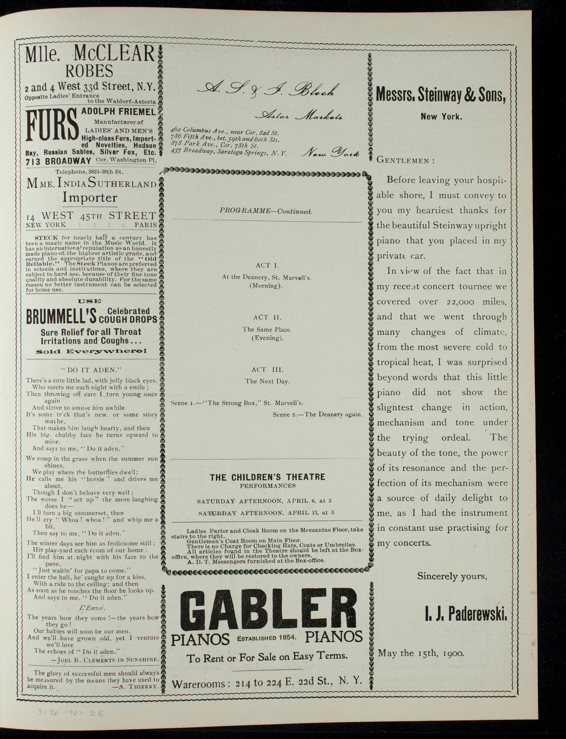 Amherst College Dramatic Club, March 30, 1901, program page 3