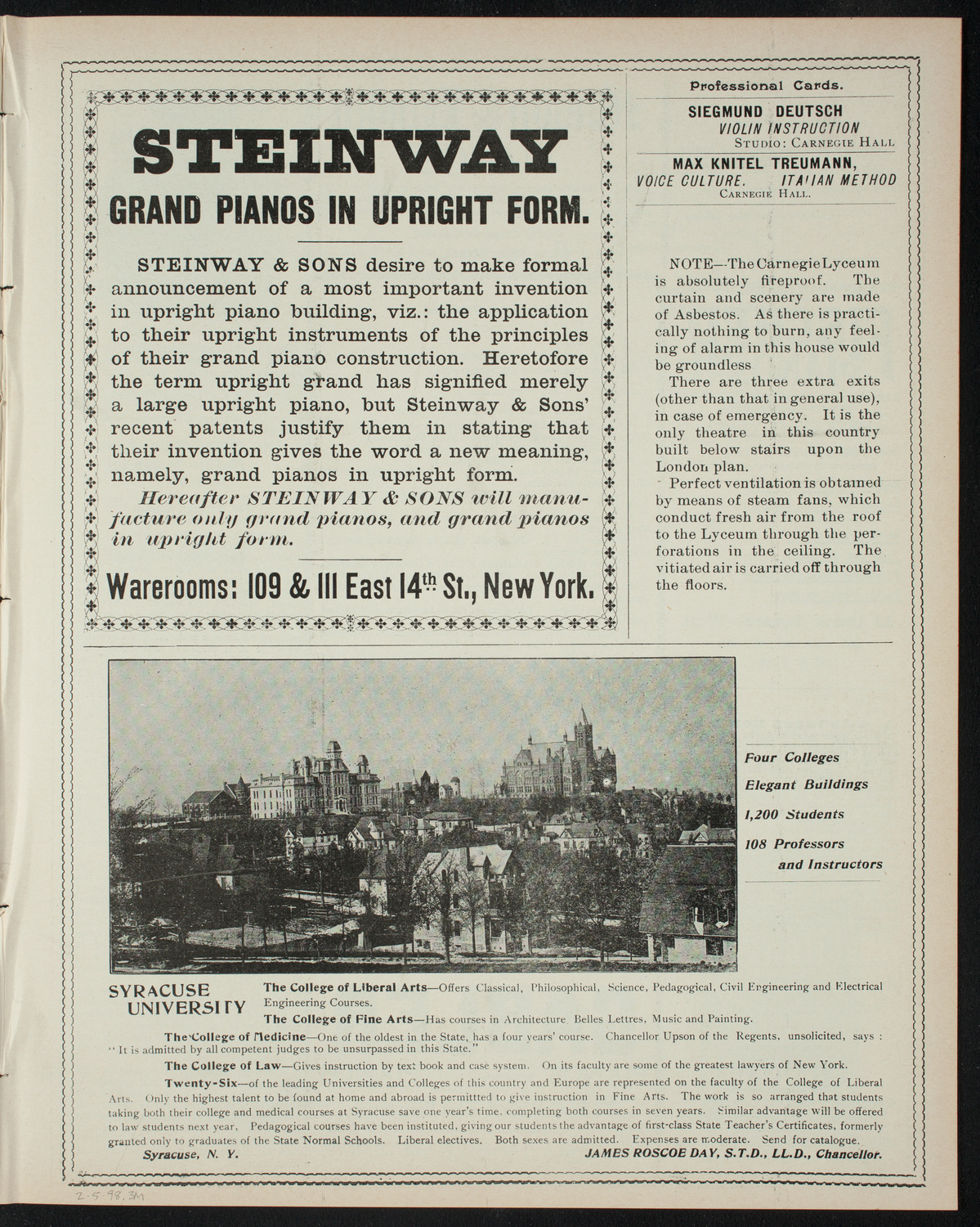 Comparative Literature Society Saturday Morning Conference, February 5, 1898, program page 5