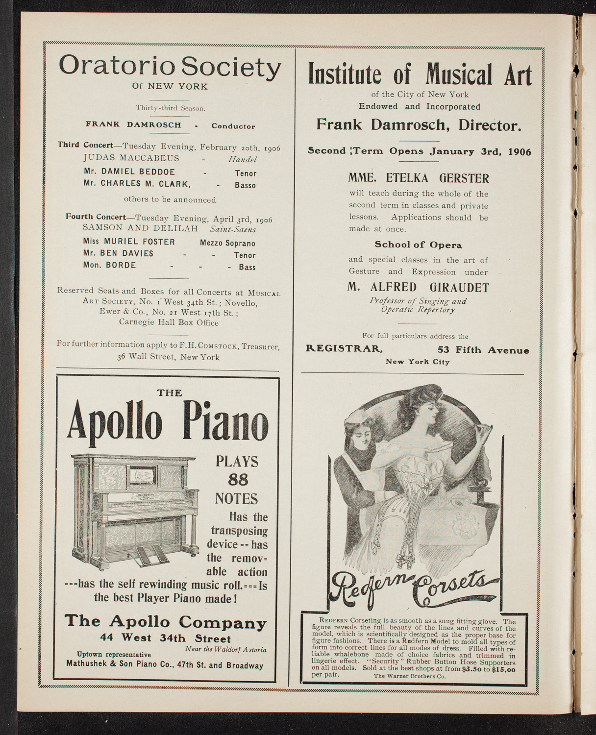 Oratorio Society of New York, December 27, 1905, program page 2