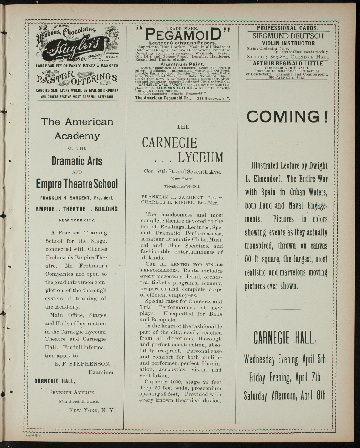 Comparative Literature Society Saturday Morning Conference, March 11, 1899, program page 7