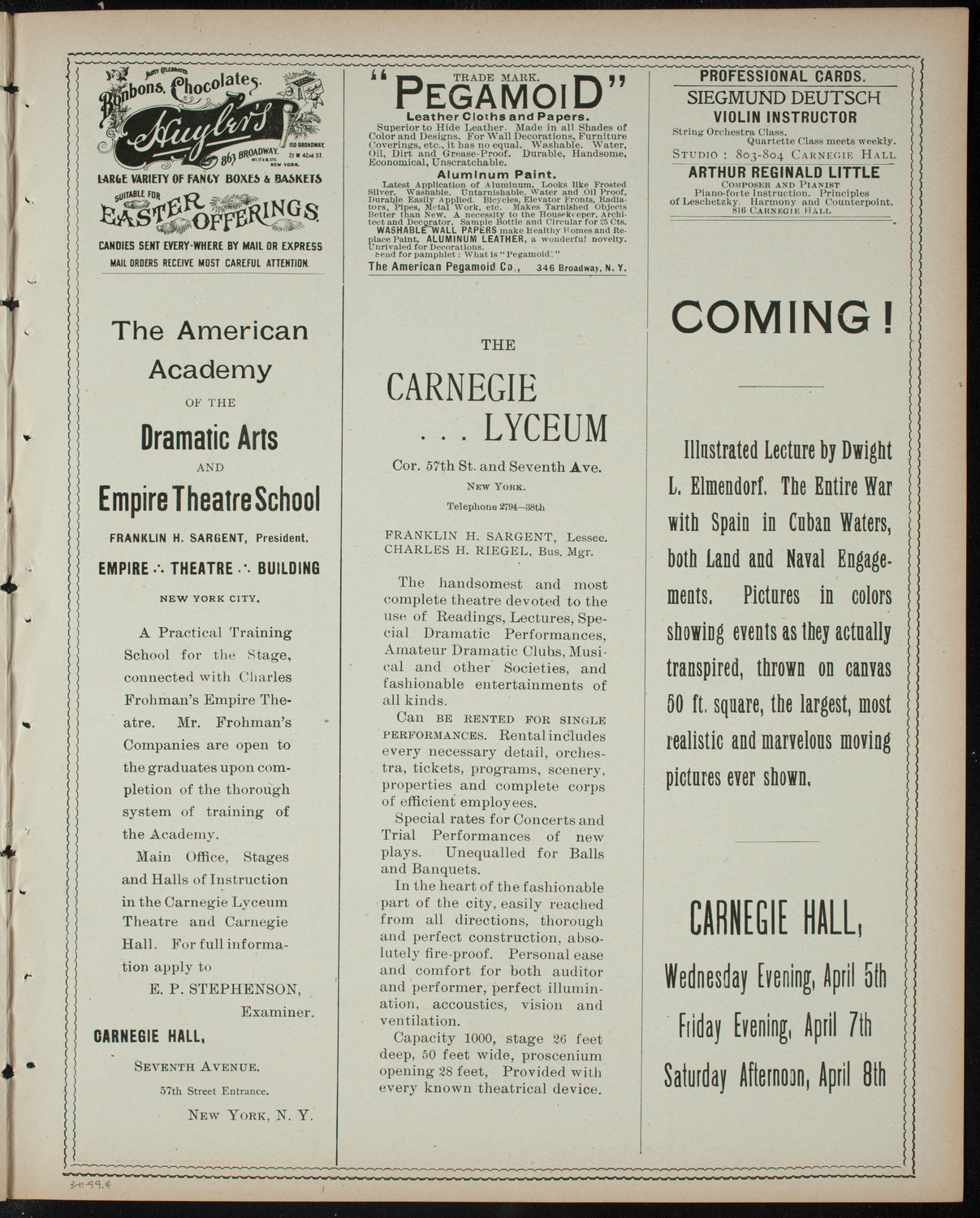 Comparative Literature Society Saturday Morning Conference, March 11, 1899, program page 7