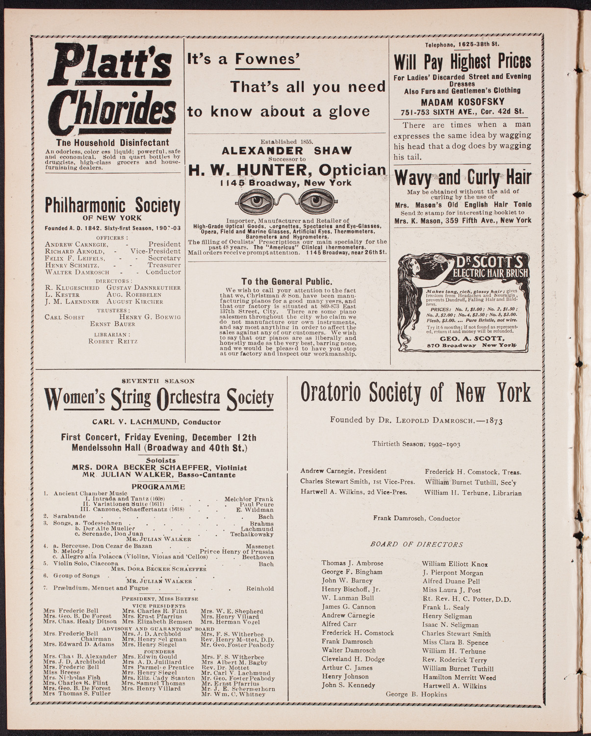 New York Philharmonic, December 6, 1902, program page 2