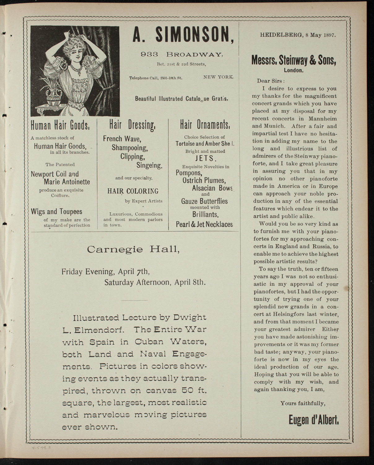 Amateur Comedy Club, April 5, 1899, program page 5