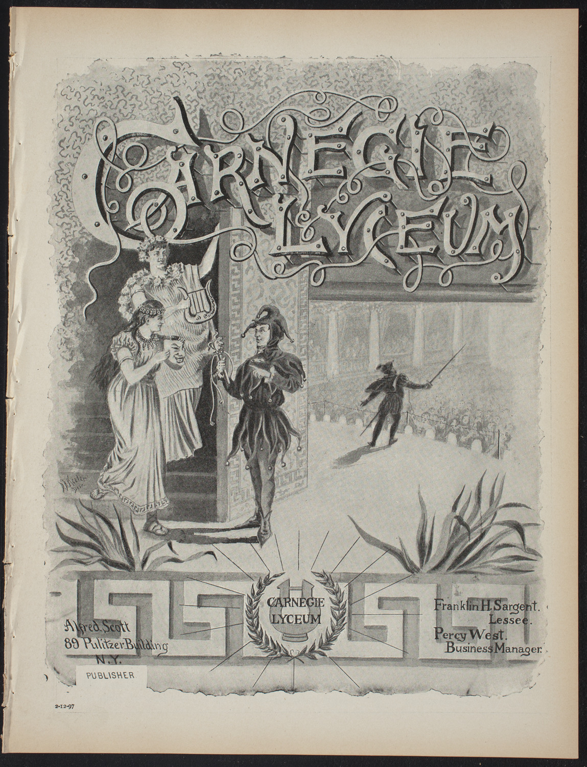 Fordham College Glee, Banjo and Mandolin Clubs, February 12, 1897, program page 1