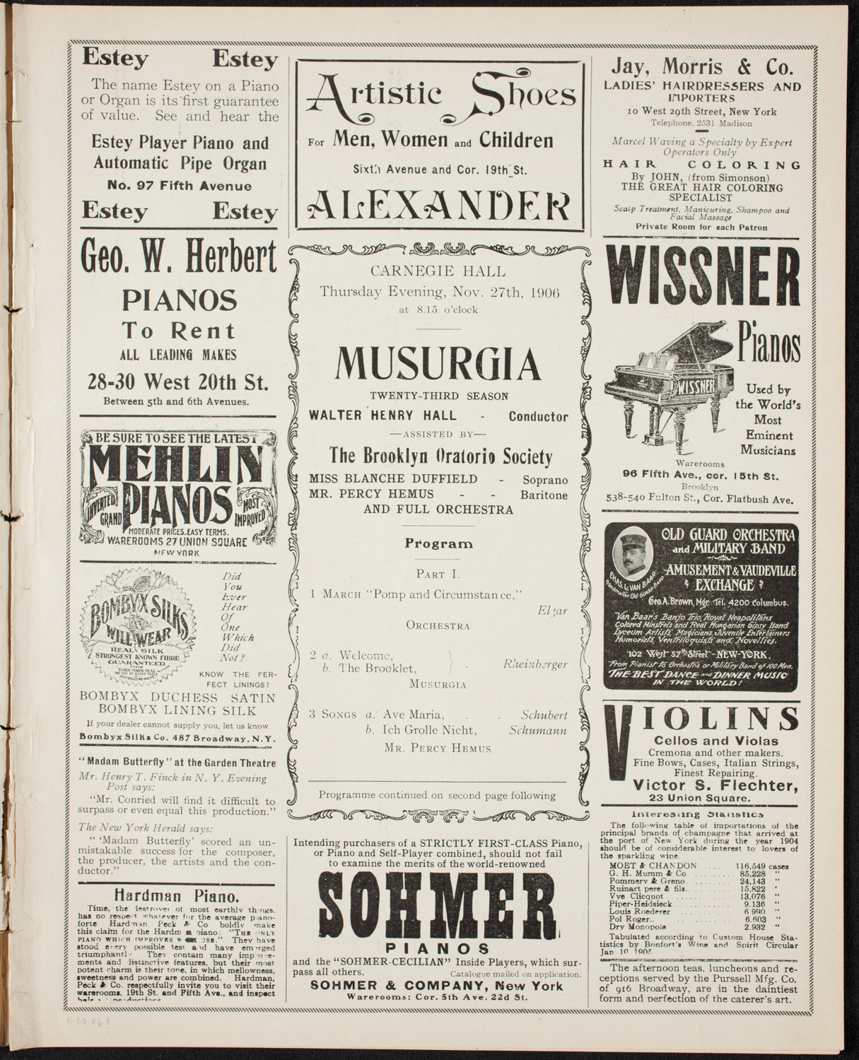 Musurgia, November 27, 1906, program page 5