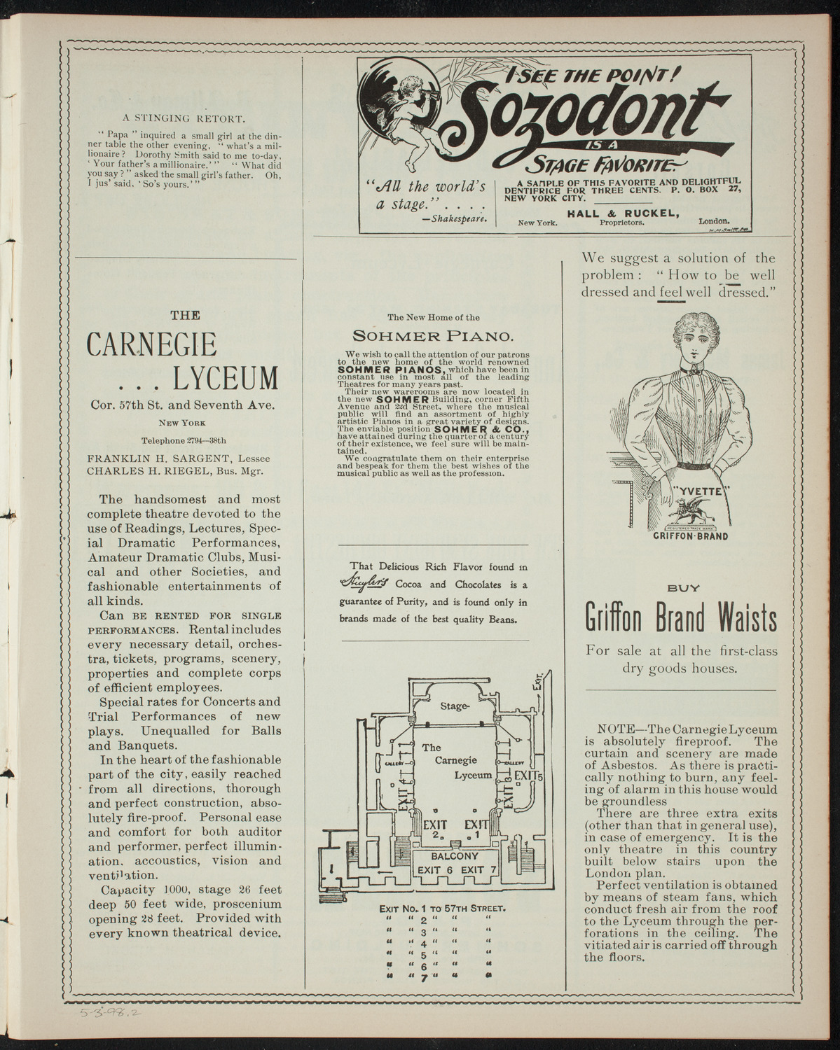 Paolo Gallico and Students, May 3, 1898, program page 3