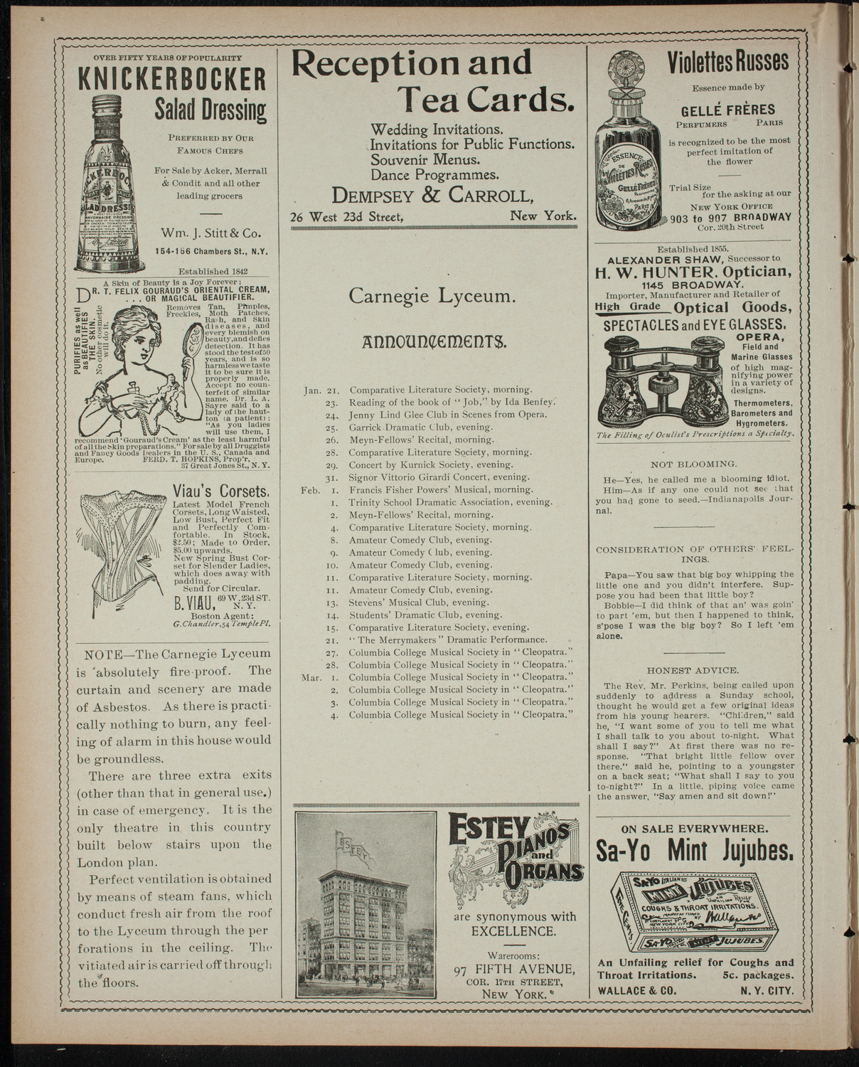 Townsend H. Fellows, January 19, 1899, program page 2